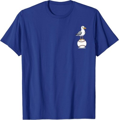 Mine Seagull Funny Bird Playing Baseball ( 2 Sided ) T-Shirt
