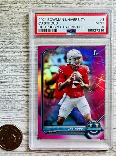 C.j Stroud 2021 Bowman Chr Prospects Pink PSA 9