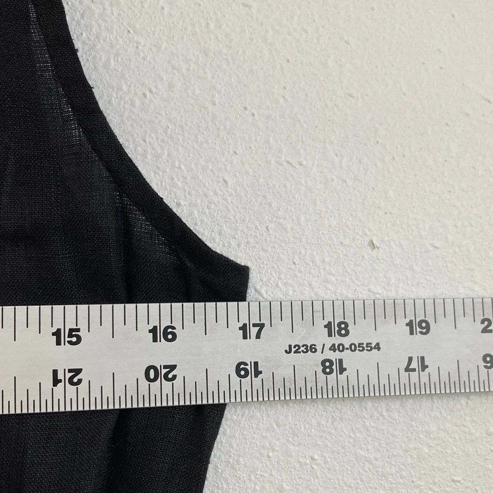 J. Crew Mujer Vestido Lino Costurado con Cinturón Extraíble Negro XS Foto 3 de 4