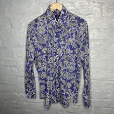 Hawes & Curtis Men's Floral Purple Shirt Button-Up Slim Fit Long Sleeve XL