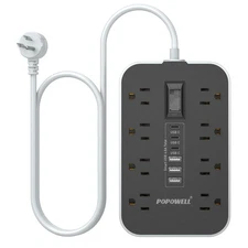 Appliance Power Strip- 14 Guage Heavy Duty Extension Cord, 24in, 8 AC Outlet&...