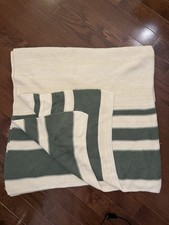 Hearth Hand Magnolia Green Cream Striped Knit Throw Blanket Farmhouse