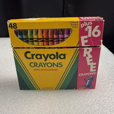 Vintage 1990 Crayola Crayon Box Of 64 With Built In Sharpener 45 New 19 Used