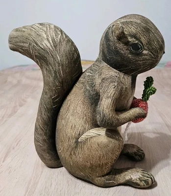 John Derian for Target 2025 Plush Woodland Squirrel holding Radish Pillow 8x12in - Image 1 of 4