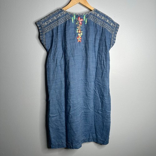 APNY Women’s Embroidered Boho Tencel Sleeveless Denim Tunica Shift Dress Size S - Picture 9 of 9