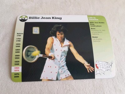 Billie Jean King Tennis Star Champion 1997 Grolier Story of America Card #70-10
