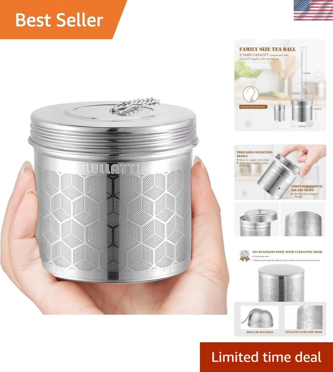 Extra Large Tea Ball Infuser for Pitcher2 Pack, 18/8 Stainless Steel Tea Stee...