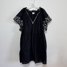 Old Navy Black Embroidered Short Dress Womens Size XXL Petite 100% Cotton