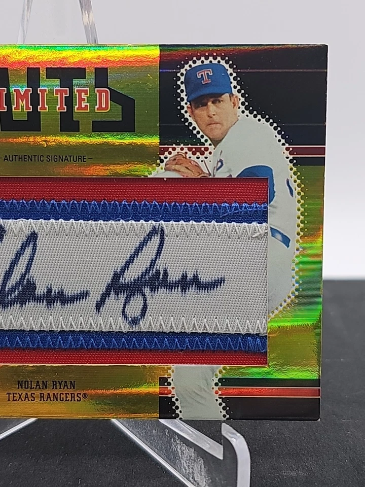 NOLAN RYAN 2004 Leaf Limited Cuts #LC-1 GOLD 28/34 Patch Auto Relic RARE HOF - Image 3 of 4