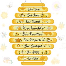 Bee Decor Sign Hive Rules Decorations Plaque Spring Wall Decor Daisy Honey Bee S