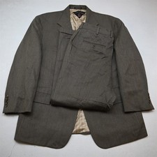 Vtg USA Made Tommy Hilfiger 46S 34x29 Brown Wool 3 Roll 2 Mens Jacket Pants Suit