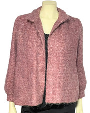 MJ Seattle Sz XS-S Open Front Short Jacket Lined Mohair Boucle Mauve Vintage