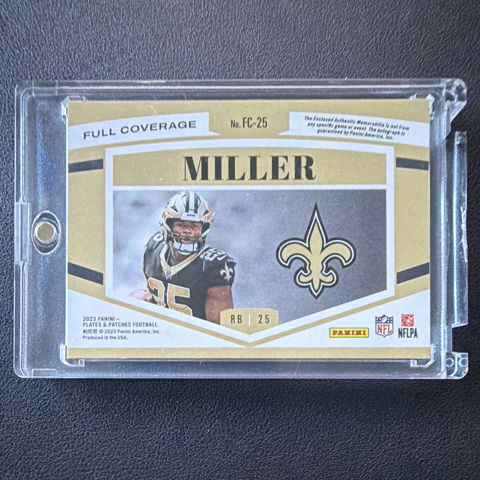 2023 Panini Plates & Patches Nike Full Coverage Kendre Miller Saints RC Auto /5 view 3