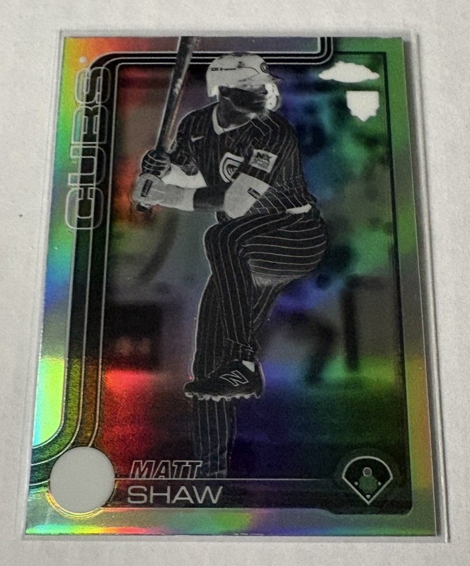 2025 Topps Chrome Matt Shaw Negative Refractors Rookie Chicago Cubs