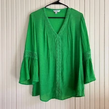 Counterparts Kelly Green Long Sleeve Blouse I Size XL