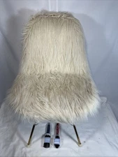 Linon Riley Faux Cream Color Fur Accent Chair w/Gold Metal Legs 50’s-60’s Modern