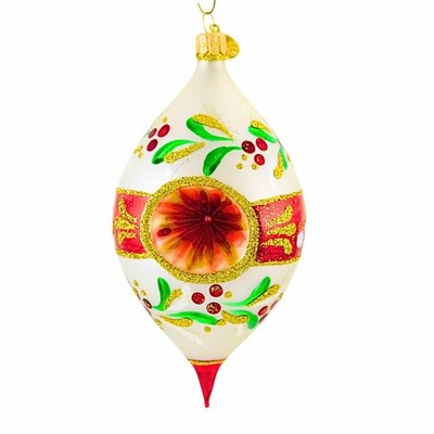 Morawski 5.25In Christmas Holly, Glass, Reflector Drop 17996