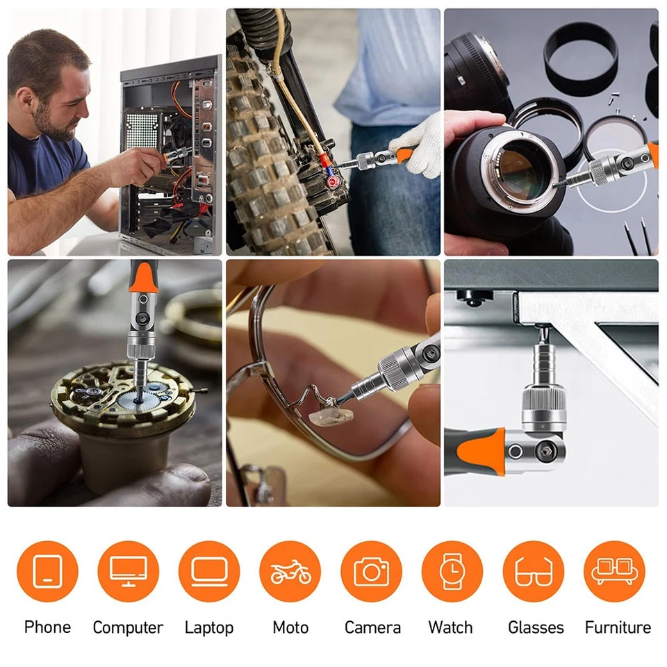 38 in 1 Screwdriver Bit Set Hex Torx Phillips Ratchet Handle Repair Tool Kit - Image 4 of 4