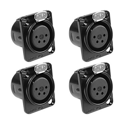 4 Pin XLR Panel Mount Connector XLR Female Socket Audio Speaker Microphone Co...