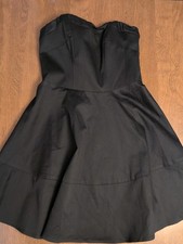 Express Black Strapless Cocktail Dress 8 A Line Flare Swing Skirt Semi Formal