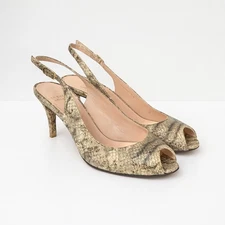Stuart Weitzman Womens Snake Embossed Leather Slingback Pumps Size 9