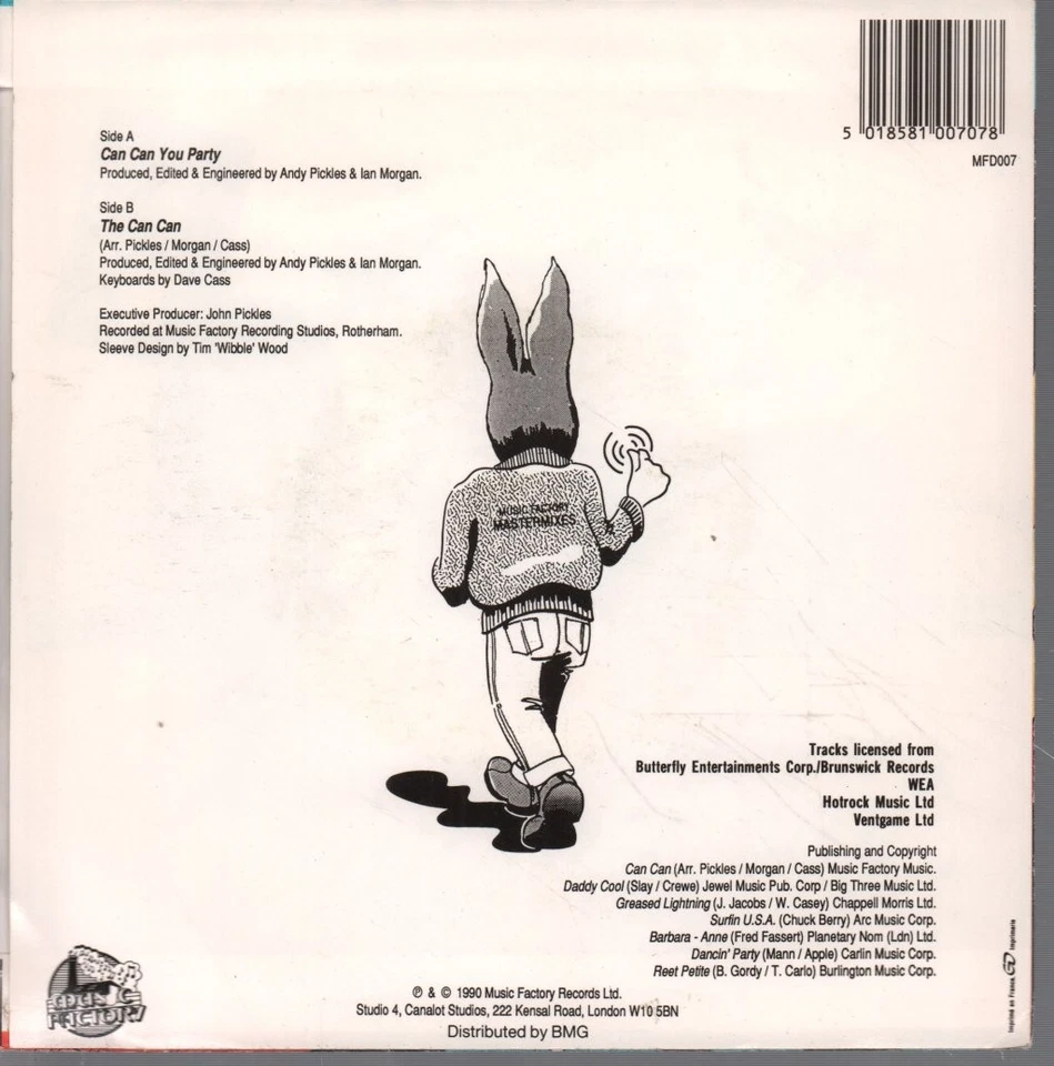 Jive Bunny Can Can You Party 7" vinyl UK Issue Pressed In France Music Factory - Image 2 of 2