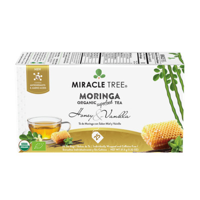 Miracle Tree Organic Moringa Tea Honey Vanilla 25 Tea Bags