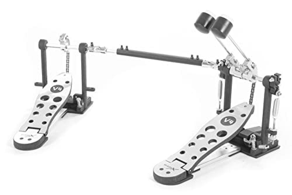 Pedale DPD-800-V4 battente doppio, nero, rivestimento in resina, 2 stabilizzator