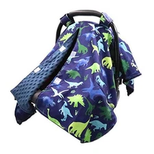 Peekaboo Opening Carseat Cover, Dinosaur, Open Dinosaur with peekaboo opening