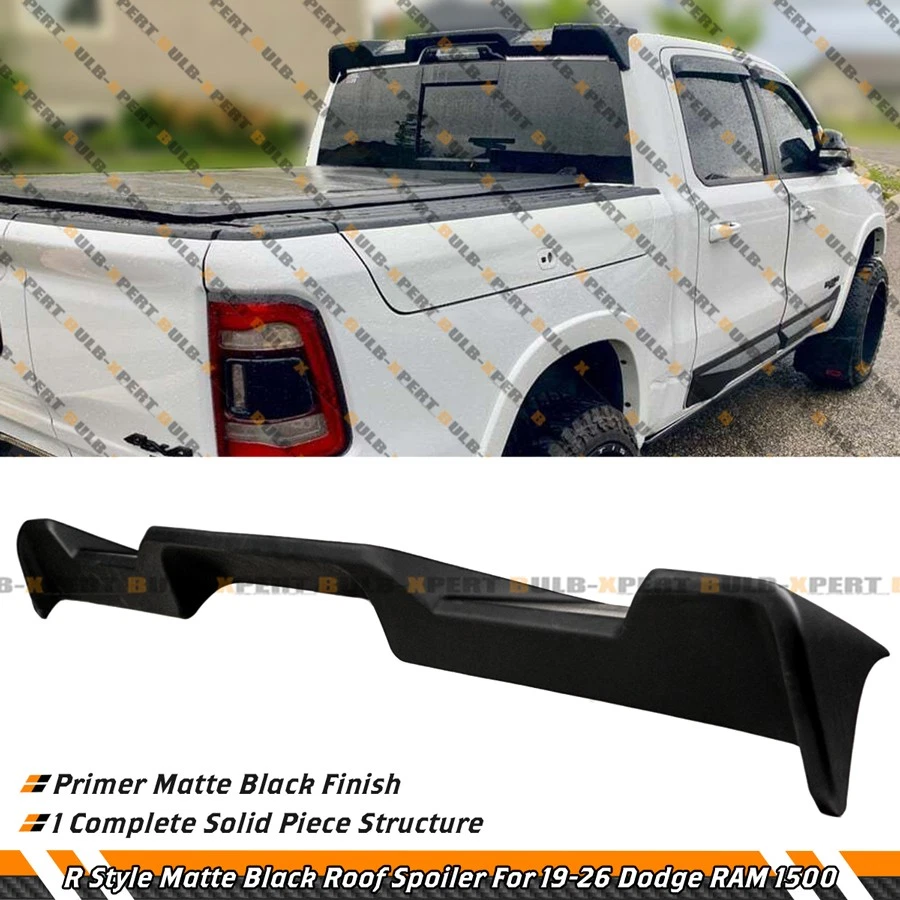 For 2019-2026 Dodge RAM 1500 R Style Matte Black Rear Roof Top Cab Spoiler Wing - Image 2 of 4