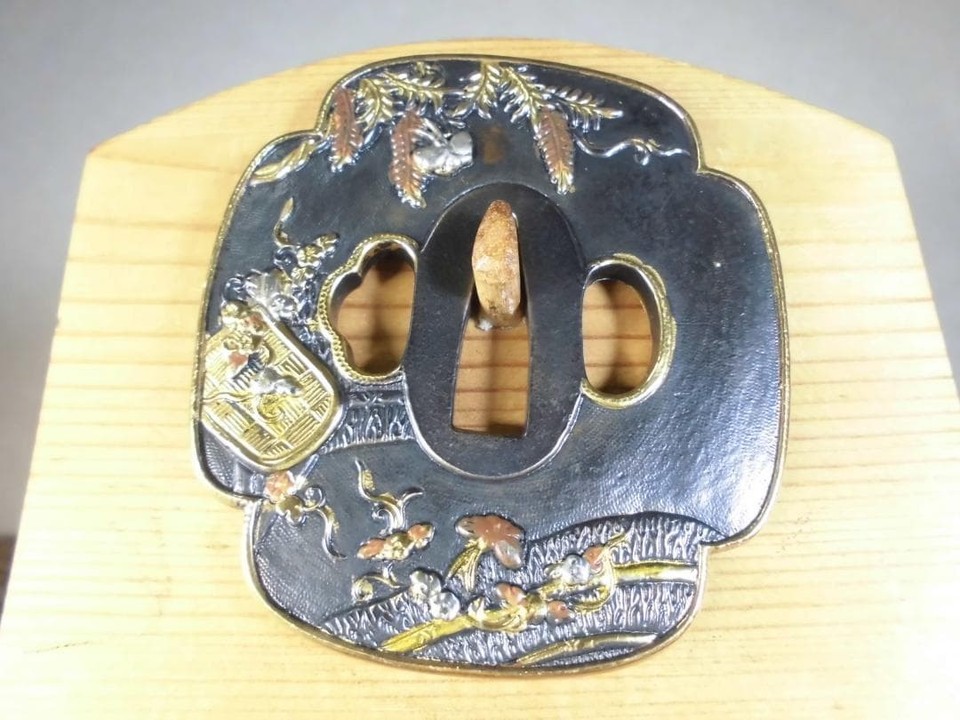 Sw Ord Pattern Japanese Tsuba Sword Guard Goshokuri Imperial Court Pattern Armor ...