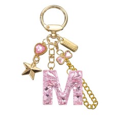 Initial Letter Keychain for Women Cute Heart Butterfly Star Chain Pink M