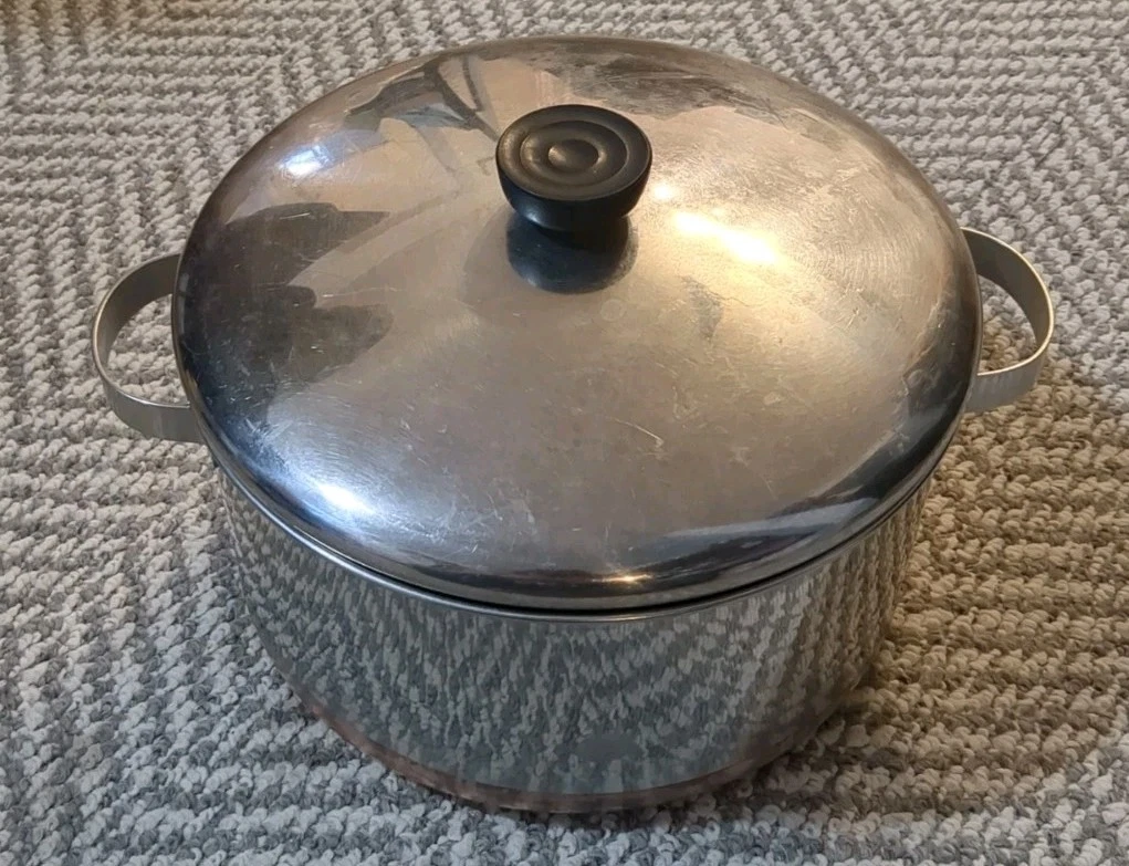 VTG Revere Ware 1801 4 Qt Stockpot Copper Clad Bottom Stainless Steel USA w/ Lid