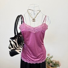 Gorgeous vintage Y2K shiny purple/ pink lingerie slip top lace cami   