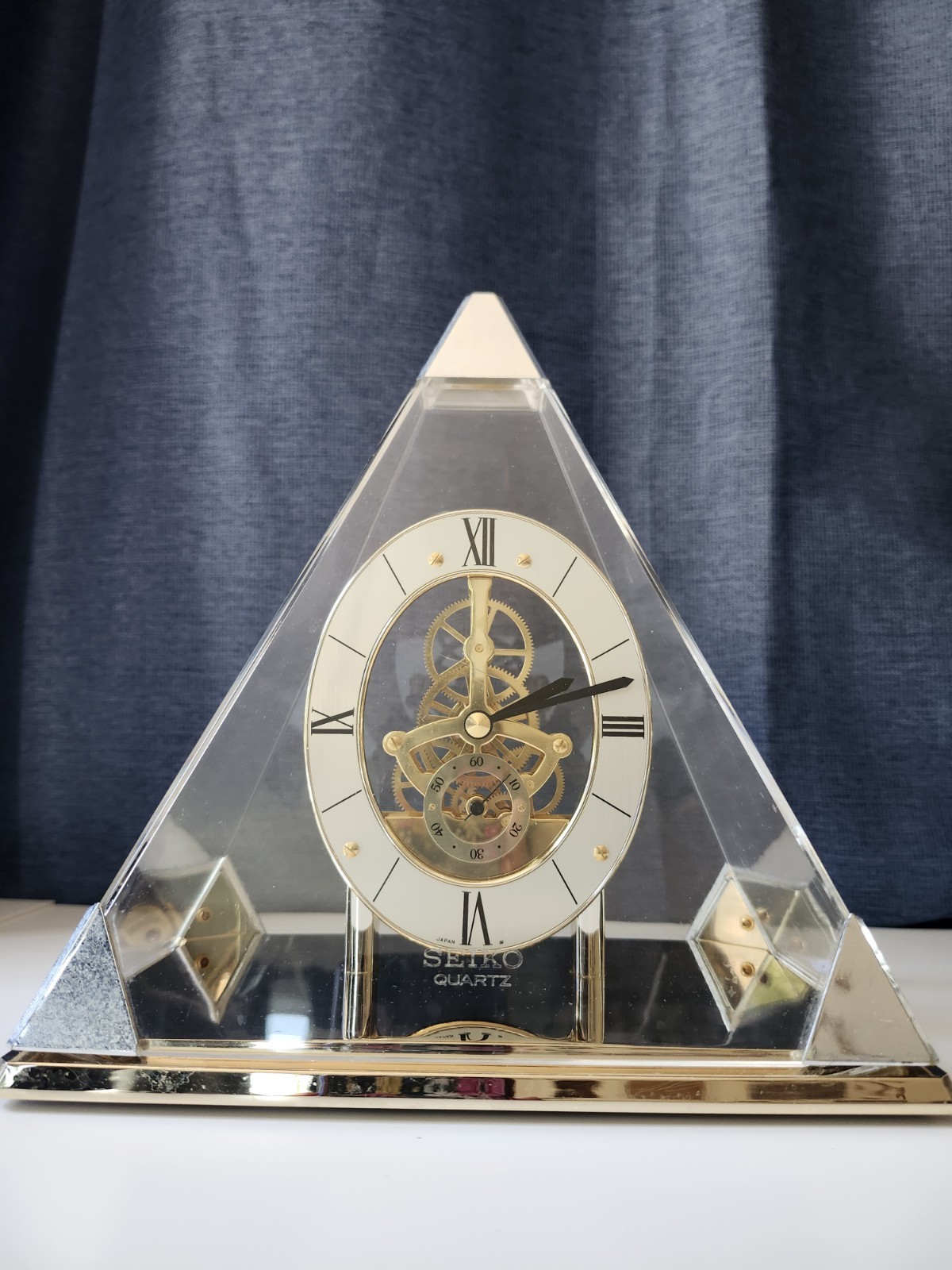 Vintage SEIKO Pyramid Skeleton Mantel Clock - Model QAW109G 
