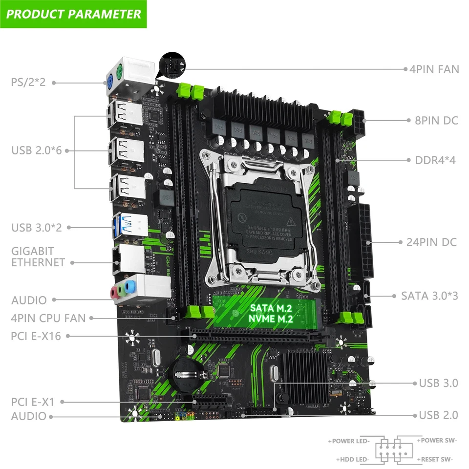 Scheda Madre MACHINIST X99 PR9 LGA 2011-3 Supporto Xeon E5 V3 V4 DDR4 M.2 NVMe - Image 2 of 4