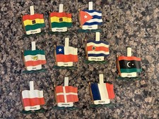 Lot of 10 Vintage Nabisco Shredded Wheat State Country Flags Metal Tin