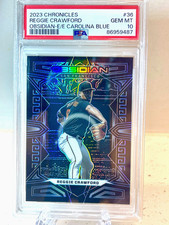 2023 REGGIE CRAWFORD Chronicles Obsidian Electric Etch Carolina Blue /99  PSA 10