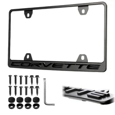 License Frame Stealth Black Powder Coat  for Chevy Corvette C5 C6 C7 C8