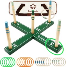 Wooden Ring Toss Game Set, Backyard Beach Camping Game, with Ring Toss
