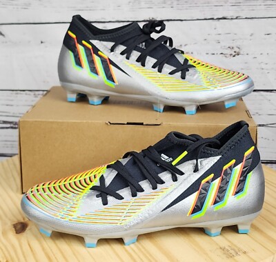 ADIDAS PREDATOR EDGE.3 FG SILVER METALLIC BLACK SOCCER CLEATS  HR1524 Men's 8.5