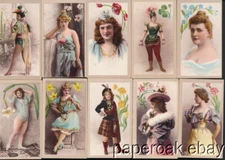 Ten 1900 American Tobacco Co. Beauties & Flowers Green Back Cigarette Cards
