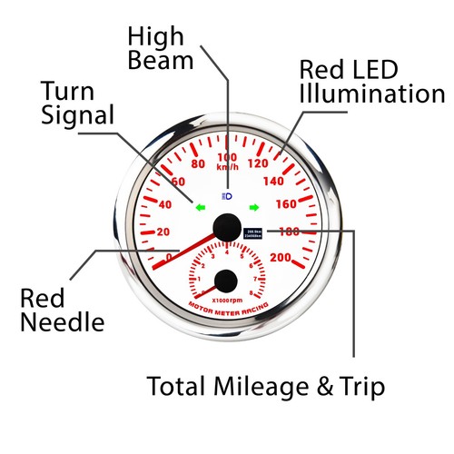 W PRO 110mm GPS Speedometer &Tachometer 200 KMH Turn Signal High Beam Waterproof - Picture 4 of 10