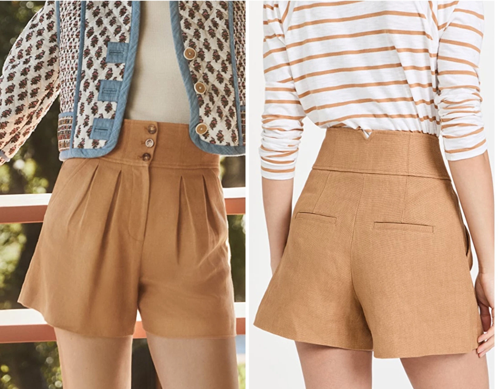 VERONICA BEARD Shorts Women sz 8 Brown Camel Linen ALICIA High Rise Pleat NWT