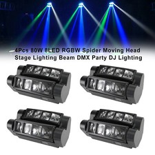 4Pcs 80W 8LED RGBW Spider Moving Head Stage Lighting Beam DMX Party DJ Lighting,