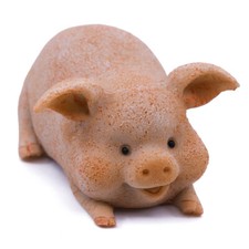 Cute Little Piggy Laying Smiling Pig Figurine 2.5" Long New In Box 
