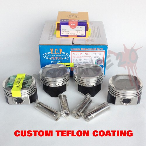75.5mm D16 YCP Vitara TURBO Pistons NPR Rings LOW COMP TEFLON COATED