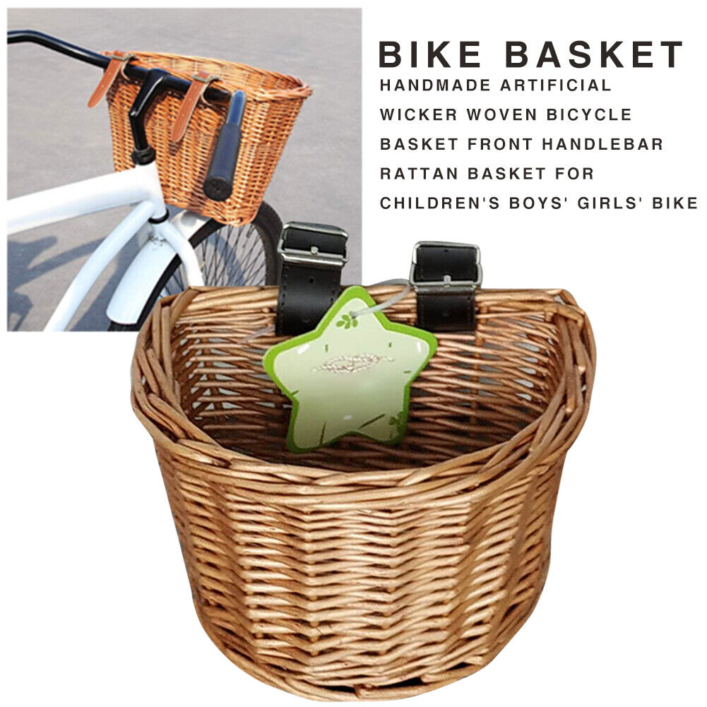 Bike Basket Wicker Woven Retro Bicycle Front Basket Handlebar Storage Basket NEW