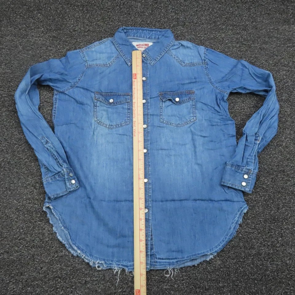 Mossimo Supply Shirt Womens Small Blue Boyfriend Fit Snap Button Up Long Sleeve - Изображение 4 из 4
