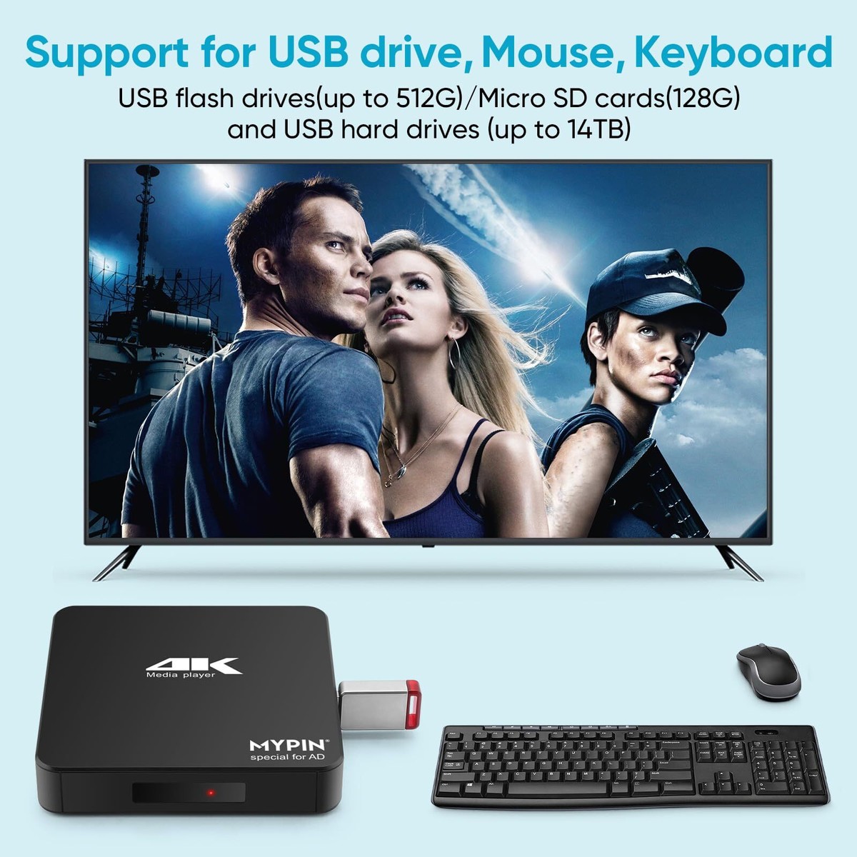 Lecteur Multimédia 4K@30Hz USB 3.0 HDMI - Media Player Avec Disque Dur Interne Jusqu'à 8To